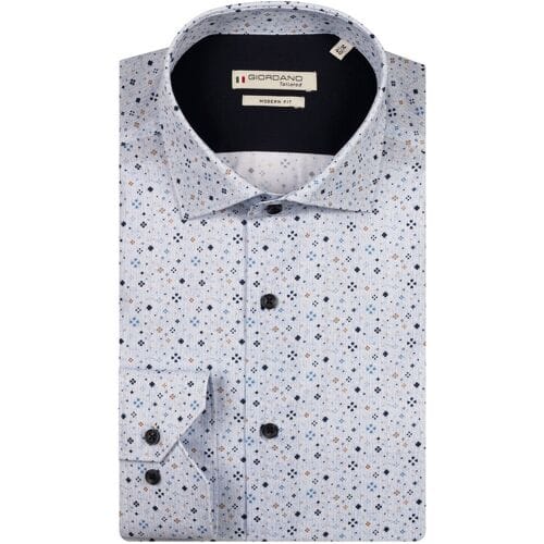 Giordano Overhemd Maggiore Fine Twill Allover Graphic Pattern Blauw / male