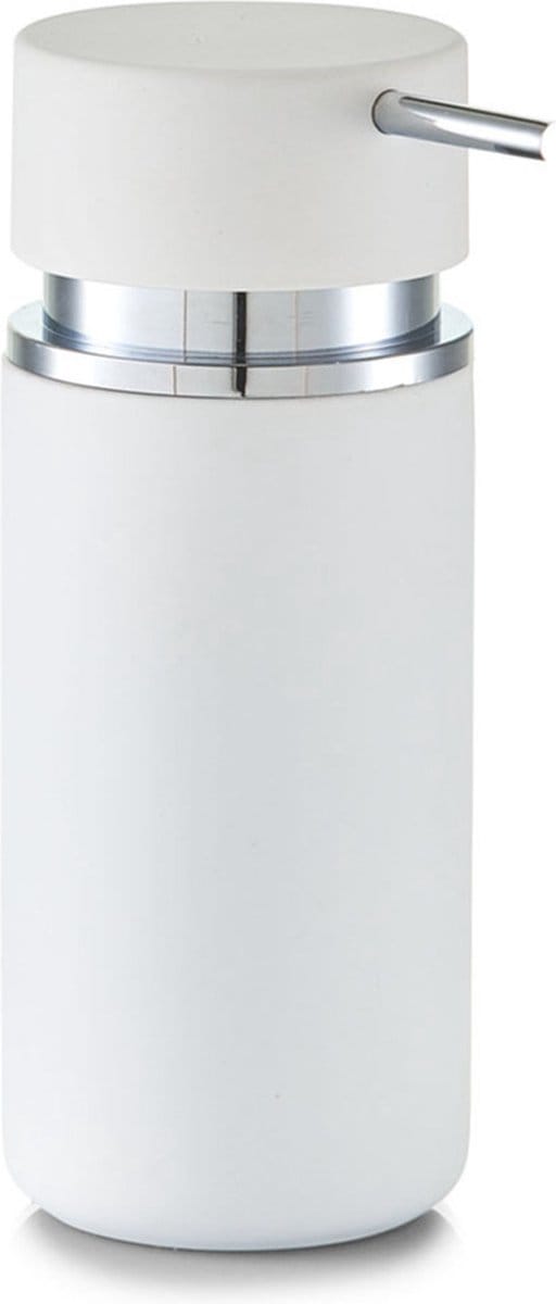 Zeller Zeeppompje/dispenser - keramiek/rubber coating - wit - 16 cm