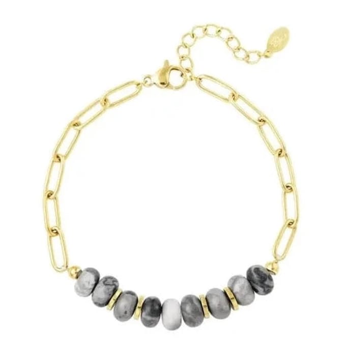 Yehwang Armband Chunky met steentjes Stone goud grijs