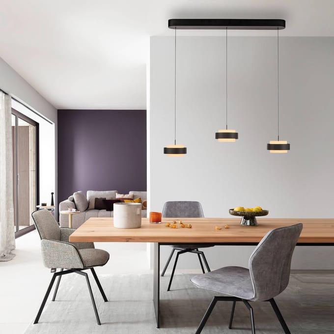 SCHÖNER WOHNEN LED hanglamp Elmo, zwart, 3-lamps, 3000 K