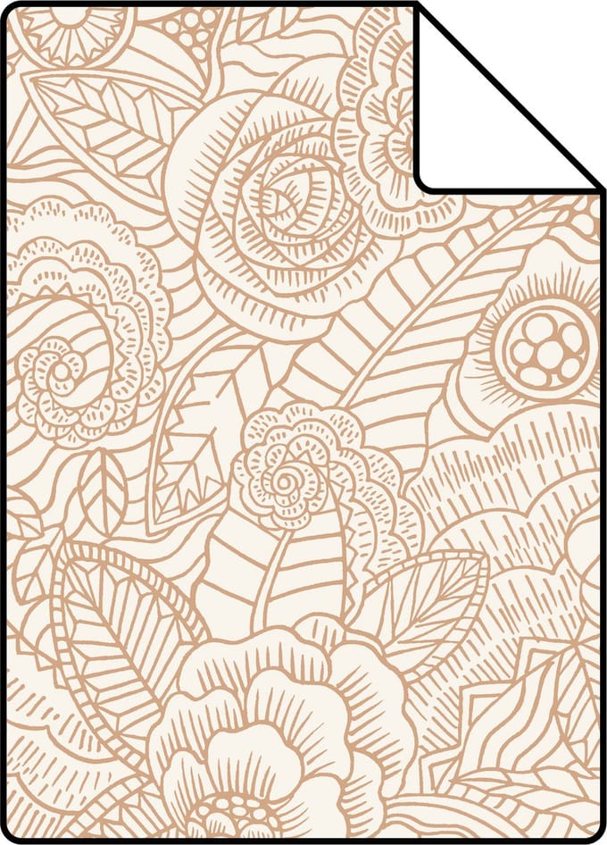 Proefstaal ESTAhome behang bloemtekeningen beige - 26.5 x 21 cm - 139547-S