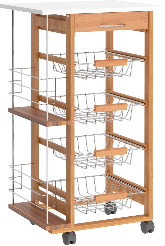 HOMCOM-Keukenkar-47x37x83cm-Metaal-Bruin