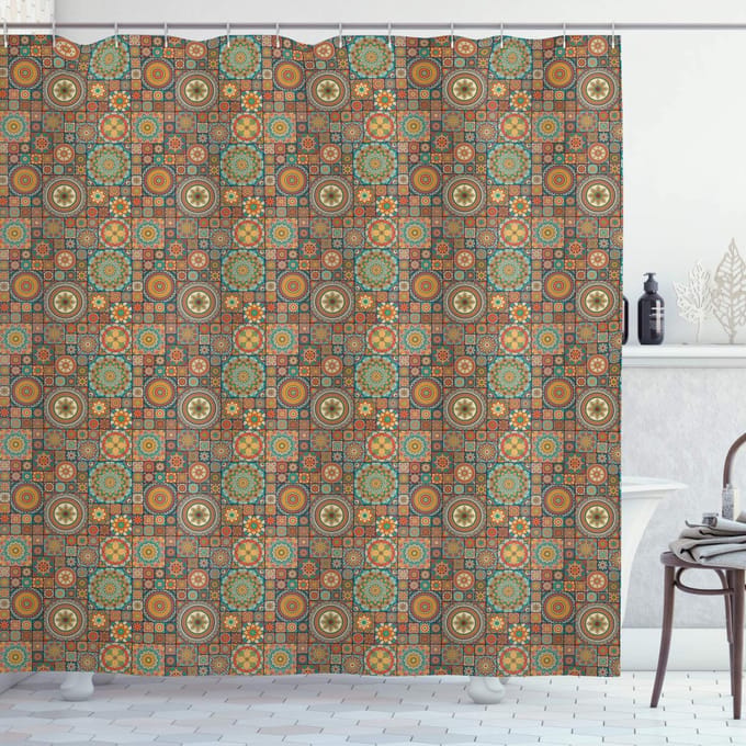 ABAKUHAUS Douchegordijn – Oosterse folklore – 175x180 cm – oranje