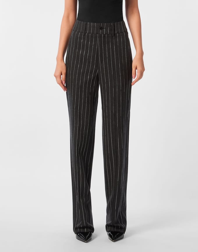Pinstriped Straight Lady Trousers