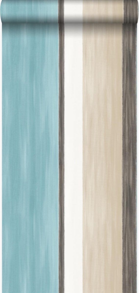 Origin Wallcoverings behang strepen turquoise en beige - 53 cm x 10.05 m - 346929