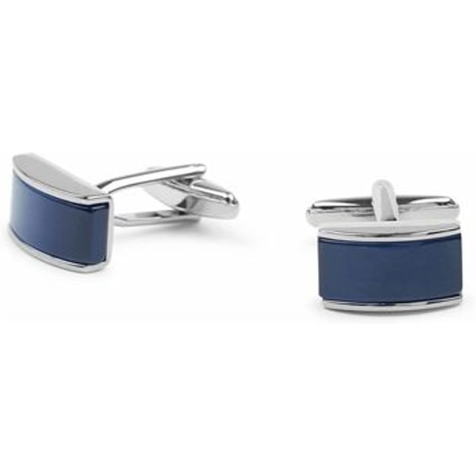 Schoenaccessoires Suitable Manchetknoop Rechthoek Blauw Zilver