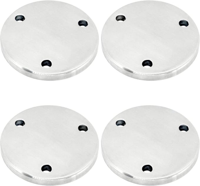 Ankerplaten RVS - Bodemflens Bevestiging - Leuning Constructie - 3-Gats Boring - 85 mm x 6 mm - Zilver