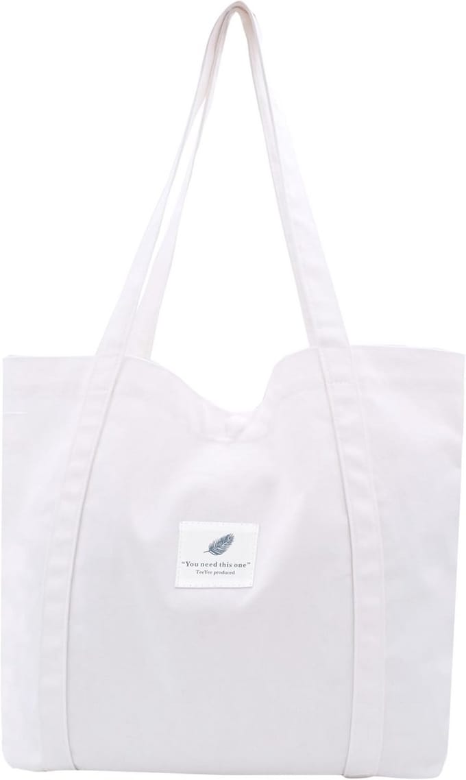 Grote Stoffen Shopper Tas voor Dames - Stevige Schoudertas voor Strand en Winkelen