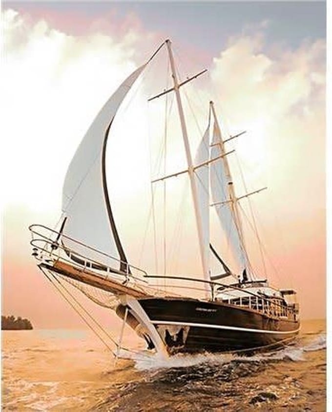 Wizardi Diamond painting WD227 - Yacht 38x48 cm