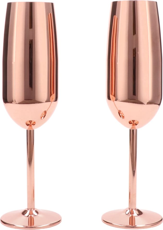 Bar Professional: Champagne Flute Set RVS Copper Look 22 cl -set van 2 stuks-