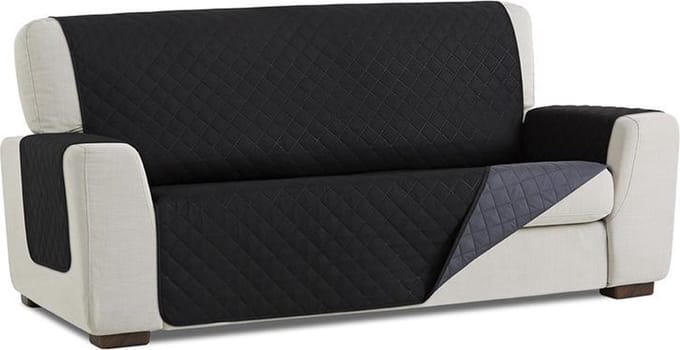 Duo quilt - Bankbeschermer - 200cm breed - Zwart - Twee kanten te gebruiken - OekoTex keurmerk