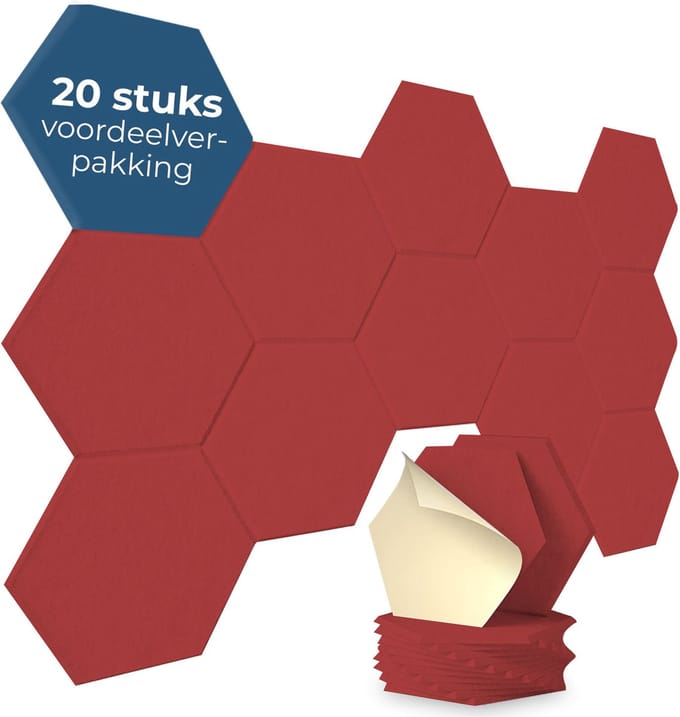 DeciShield 20 akoestische panelen - Zelfklevend - Geluidsisolatie - Rood