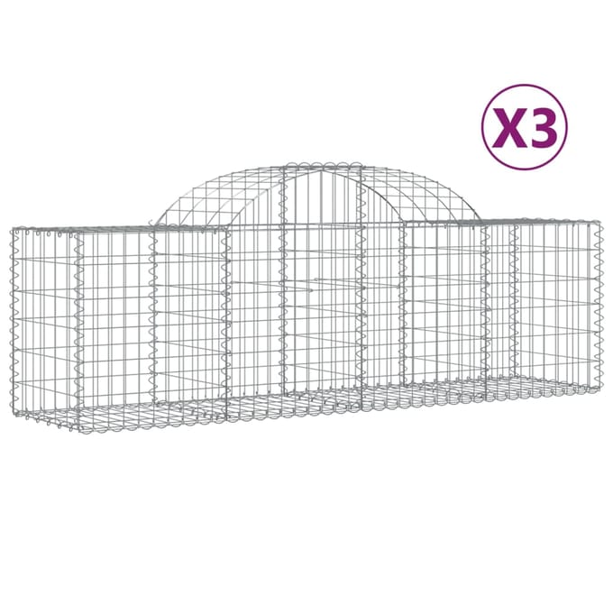 vidaXL - Schanskorven - 3 - st - gewelfd - 200x50x60/80 - cm - gegalvaniseerd - ijzer