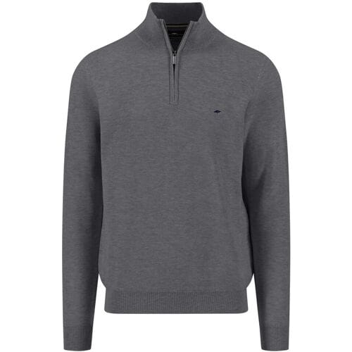 Fynch-Hatton Trui Troyer Zip Fine Allover Texture Steel / male