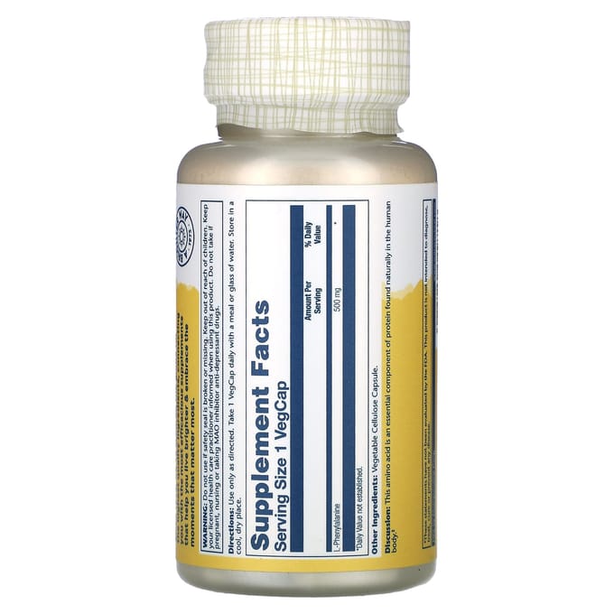 L-Fenylalanine, 500 mg, 60 plantaardige capsules