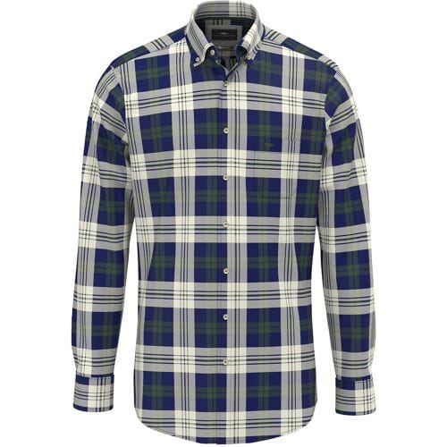 Fynch-Hatton Overhemd Washed Oxford Check Dark Leaf / male