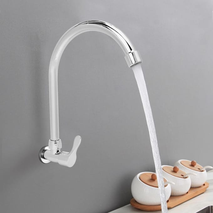 Robinet d'évier de cuisine à rotation à 360 degrés G1/2 po en alliage de zinc pour usage domestique white