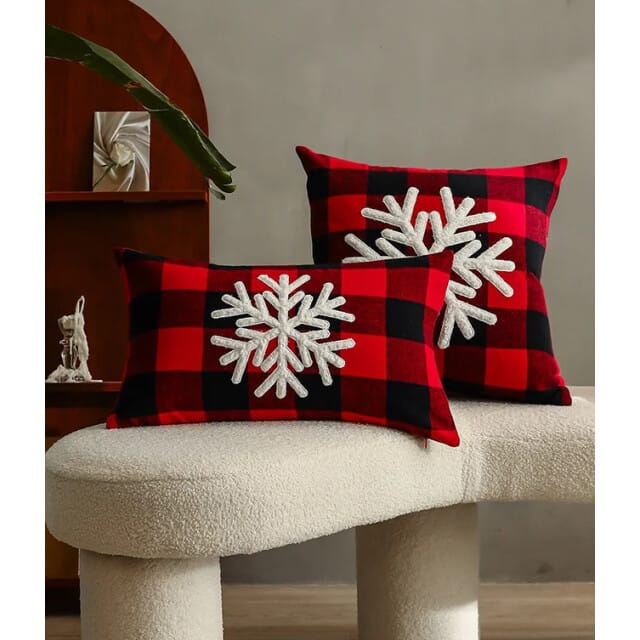NOVÉE Sierkussen snow kerst ruit | 45 x 45 cm | katoen