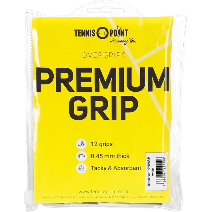 Tennis-Point Premium Grip Verpakking 12 Stuks-Wit