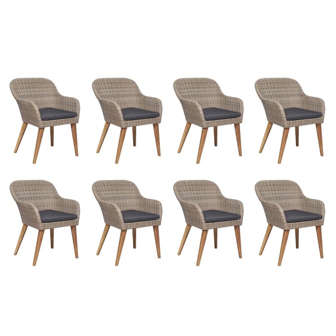 vidaXL - 9-delige - Tuinset - met - kussens - poly - rattan - zwart