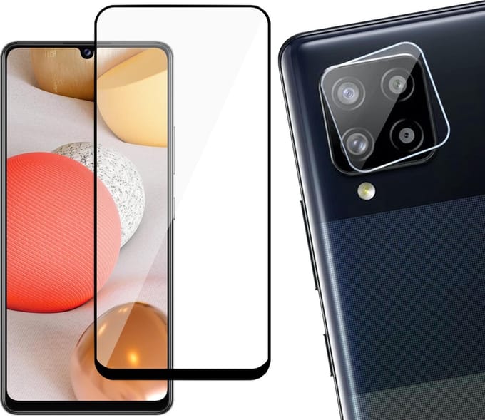 Screenprotector geschikt voor Samsung A42 + Camera Lens - FullGuard Glas Screen Protector