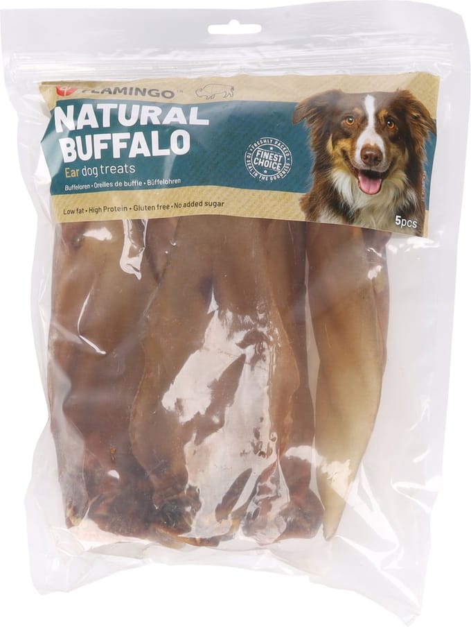 Flamingo Snack Nature Buffeloor met vlees - zak met 5 stuks - snack voor de hond - glutenvrij