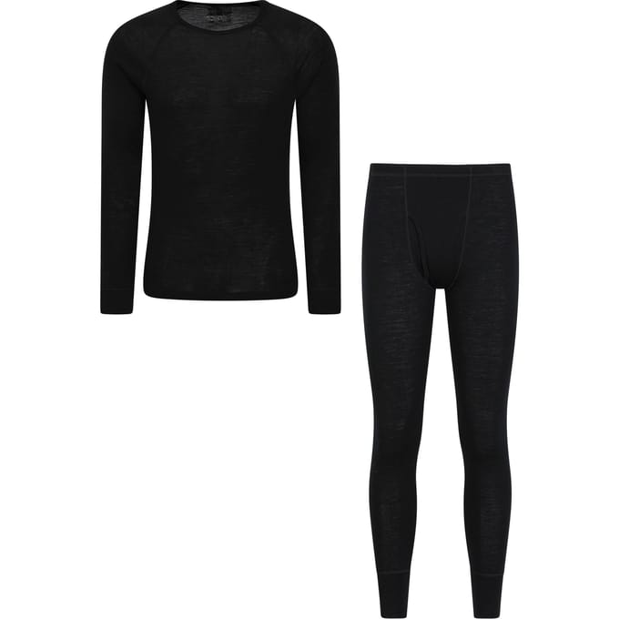 Mountain Warehouse Heren Merino Wol Thermische Basislagen Set (Zwart)