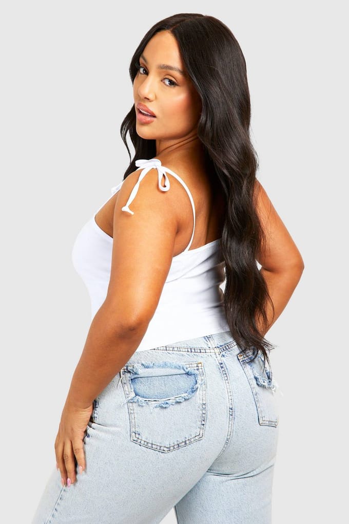 boohoo Dames Plus hook‑ en oog‑tie schoudercorsettop | Wit | Maat: 56