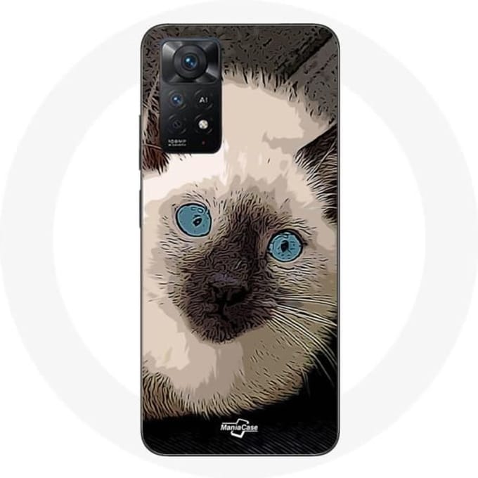 Redmi Note 11 Pro 5G hoesje Zwart-witte Siamese kat met blauwe ogen