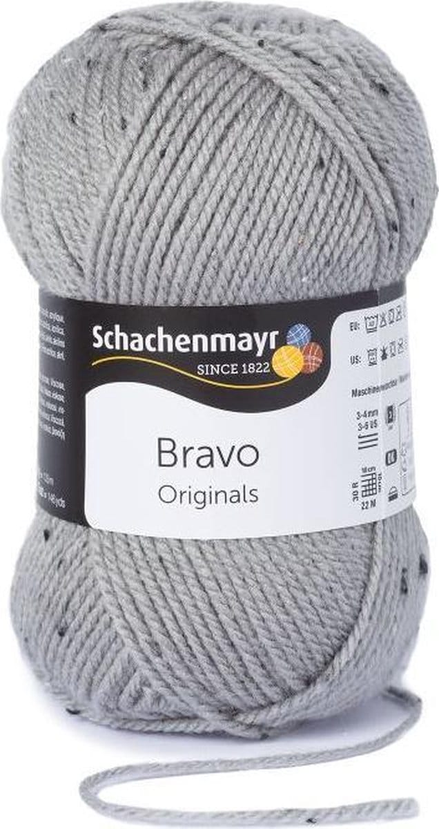 Bravo Wol - 50 gram -  Lichtgrijs met zwart