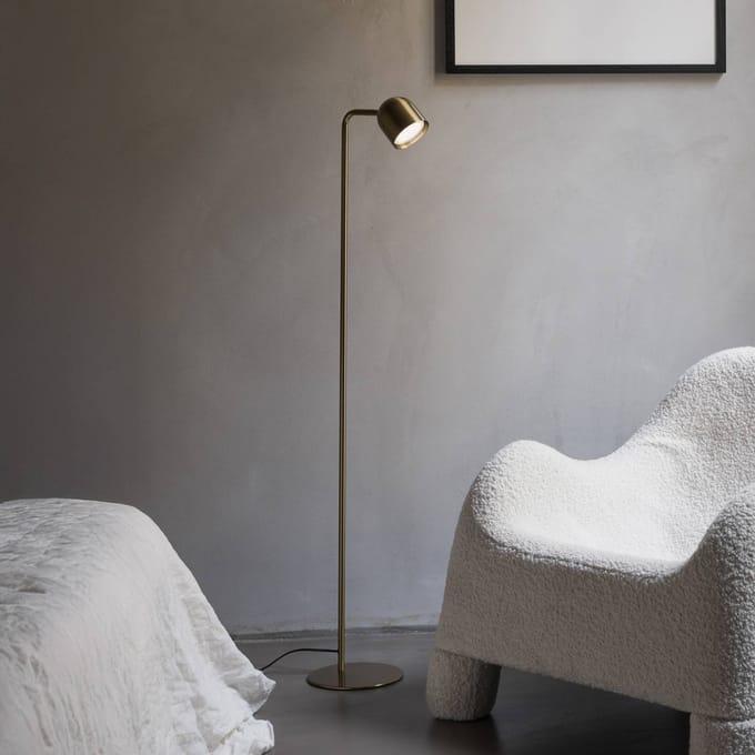 IDEAL LUX vloerlamp Dodo, messing, hoogte 118 cm, metaal, met dimmer