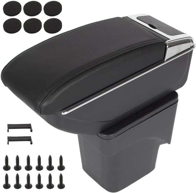 Modecar Focus MK2 Serie - Zwart Kunstleren Armsteun - 2004-2011 - Inclusief Montageset