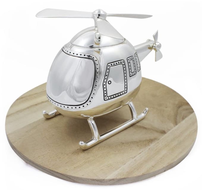 Spaarpot Helicopter - Verzilverd - Bambino