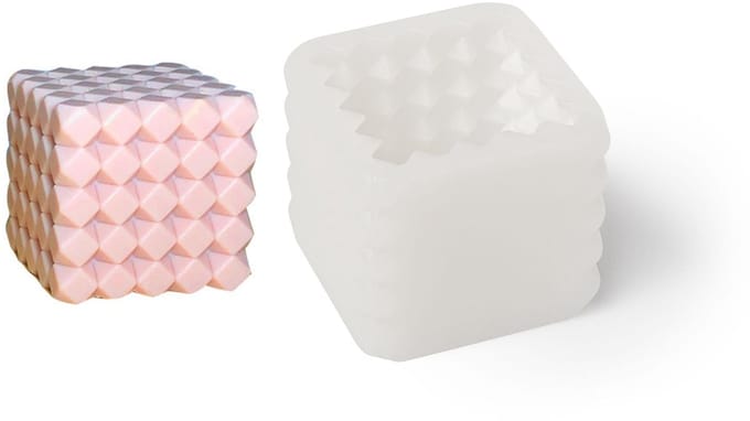 TopWosk - Siliconen Kaarsvorm - Rombus Kubus - 70x70x65 mm
