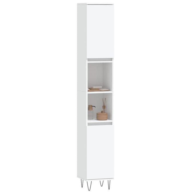 vidaXL - Badkamerkast - 30x30x190 - cm - bewerkt - hout - wit
