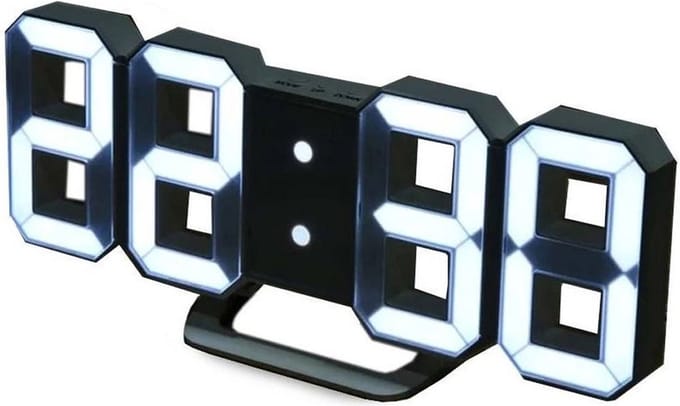 3D Led wekker - Klok - Tafel - Thermometer - Alarm - USB - Zwart