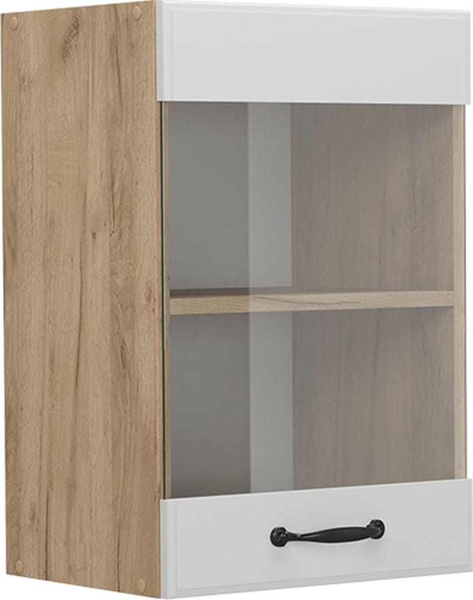 Vicco R-Line Glazen keukenkast – 40 cm Wit Landhuis