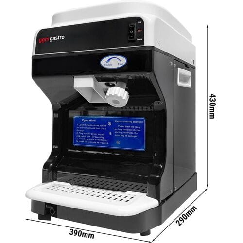 GGM Gastro Tisch-Eiscrusher für Flockeneis - 2 kg/min - 250 Watt - Eisgröße einstellbar - Schwarz
