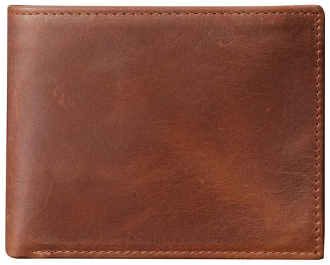 Portemonnee - Echt leer - Kort model - Meerdere kaartsleuven - 12*9,7*2 cm - Horizontaal - Roodbruin - 1 stuk