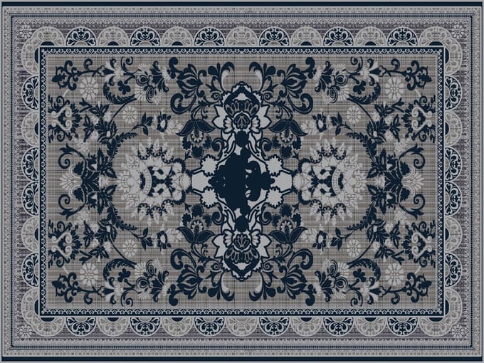 Vinyl | Vloerkleed vinyl | Persia Black | 95x95 cm