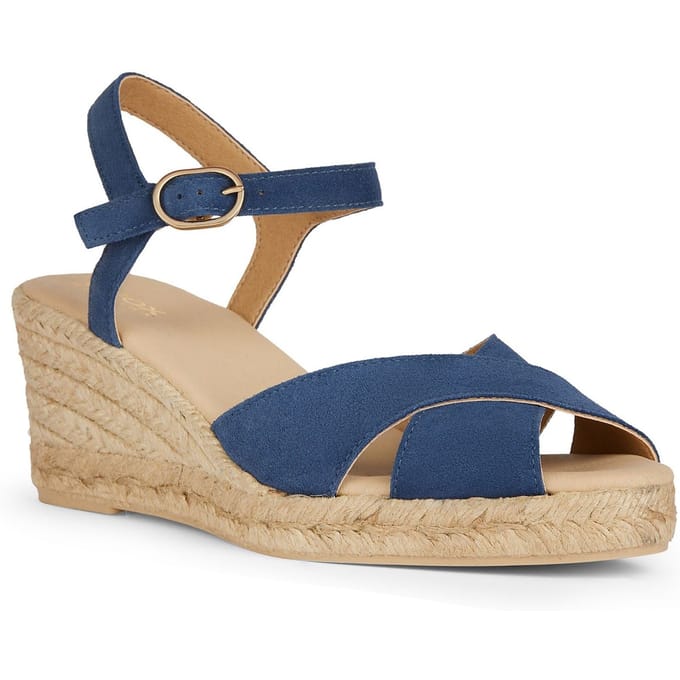 Geox D Gelsa Laag Leren Vrouwen Navy Sandalen