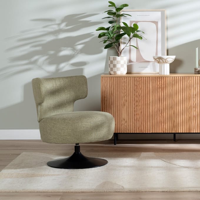 Bronx71® Fauteuil Metro draaibaar linnen olijfgroen