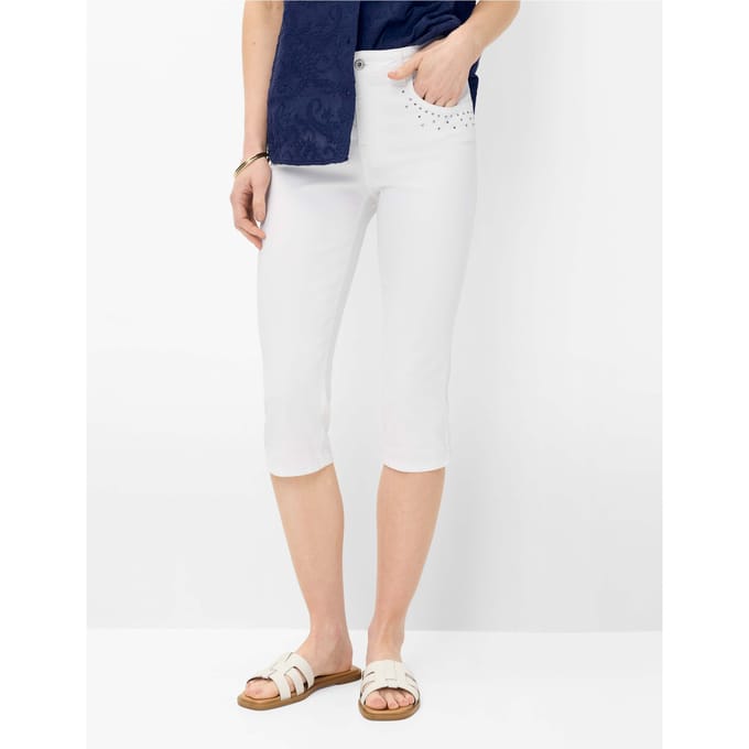 Brax Dames Cap  Style SHAKIRA C WHITE, denim wit, maat 44K