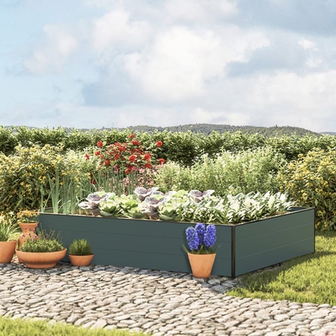 195 x 150 x 39 cm Moestuinbak Halfsize, Antraciet