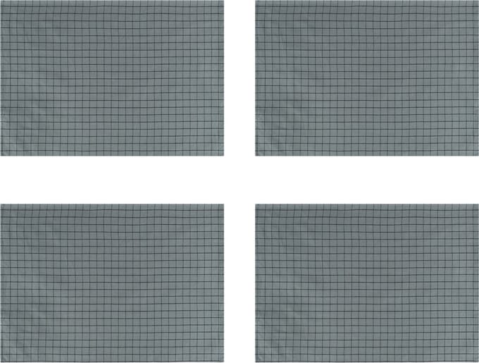 Krumble Theedoek met ruitpatroon klein - 40 x 60 cm - Katoen - Grijs - Set van 4