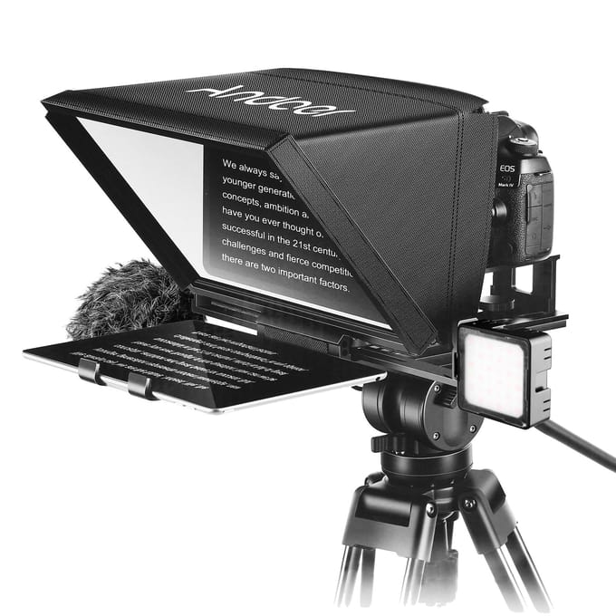 Andoer A12 draagbare camera-teleprompter Prompter voor DSLR/spiegelloze camera's Video-opname live zwart