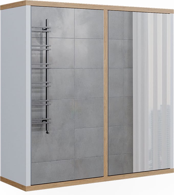 Vicco Didi Badkamerspiegelkast – 60 x 60 cm met twee spiegeldeuren Wit/Kunstnijverheid