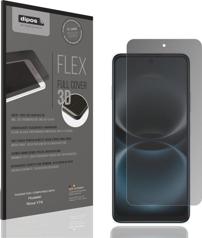 dipos FLEX – Matte Privacy Screenprotector geschikt voor Huawei Nova Y74 | Volledige Schermbescherming | Case-Friendly