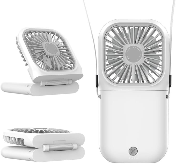 Opvouwbare mini-ventilator, draagbare staande ventilator, luchtkoeling, 3000 mAh oplaadbare powerbank