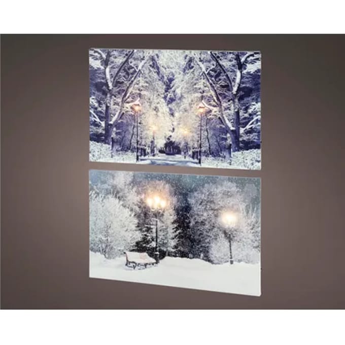 Decoris Led Canvas Kerstdecoratie - 58cm - Warmwit - Mdf
